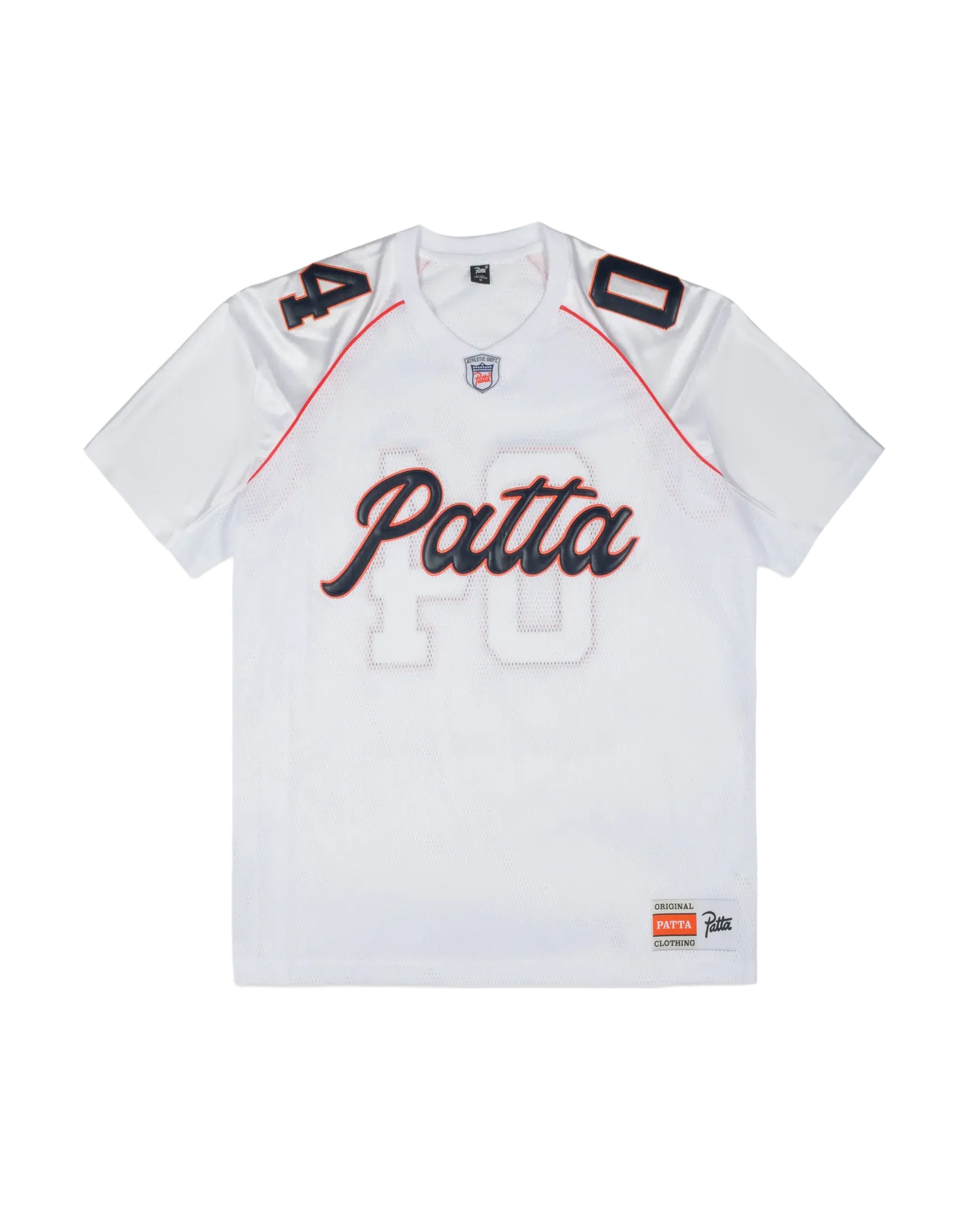 Jersey American Football Patta blanc face logo brodé noir et orange
