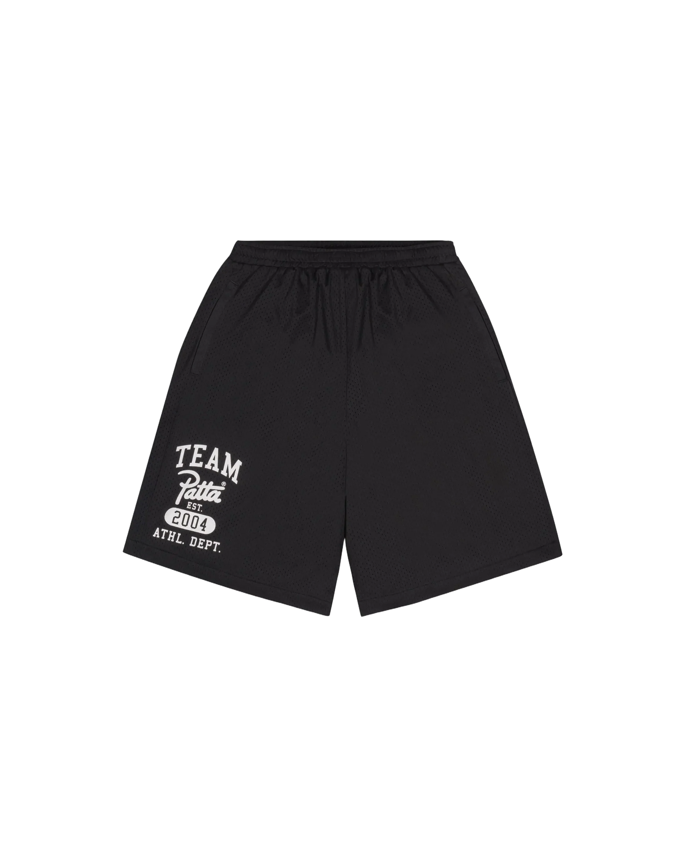 Short Patta noir mesh Team Athletic Dept. brodé blanc vue face