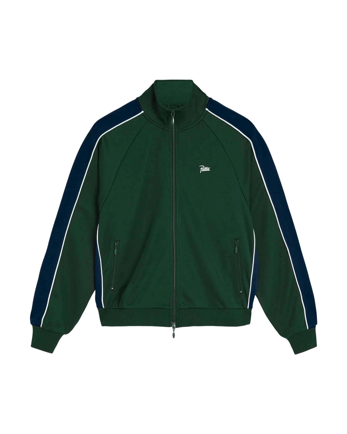 Veste de survêtement Patta vert pin et marine bandes blanches face
