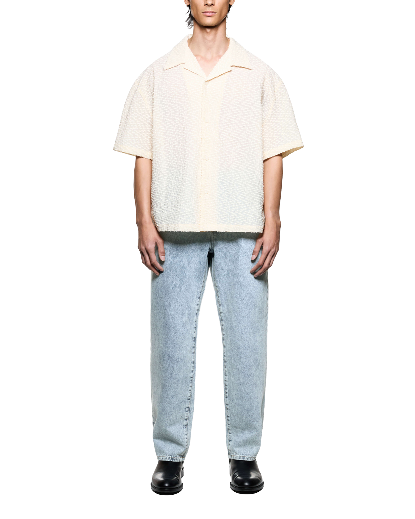 RIBBON JACQUARD VACATION SHIRT ECRU