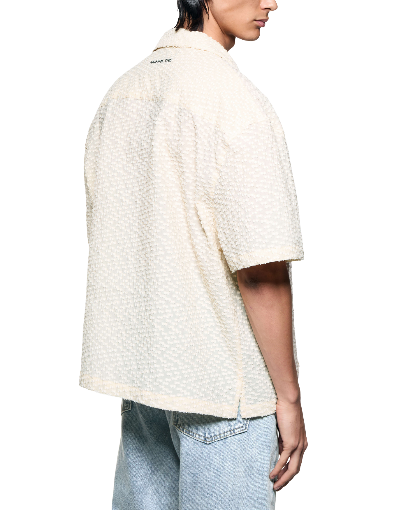 RIBBON JACQUARD VACATION SHIRT ECRU