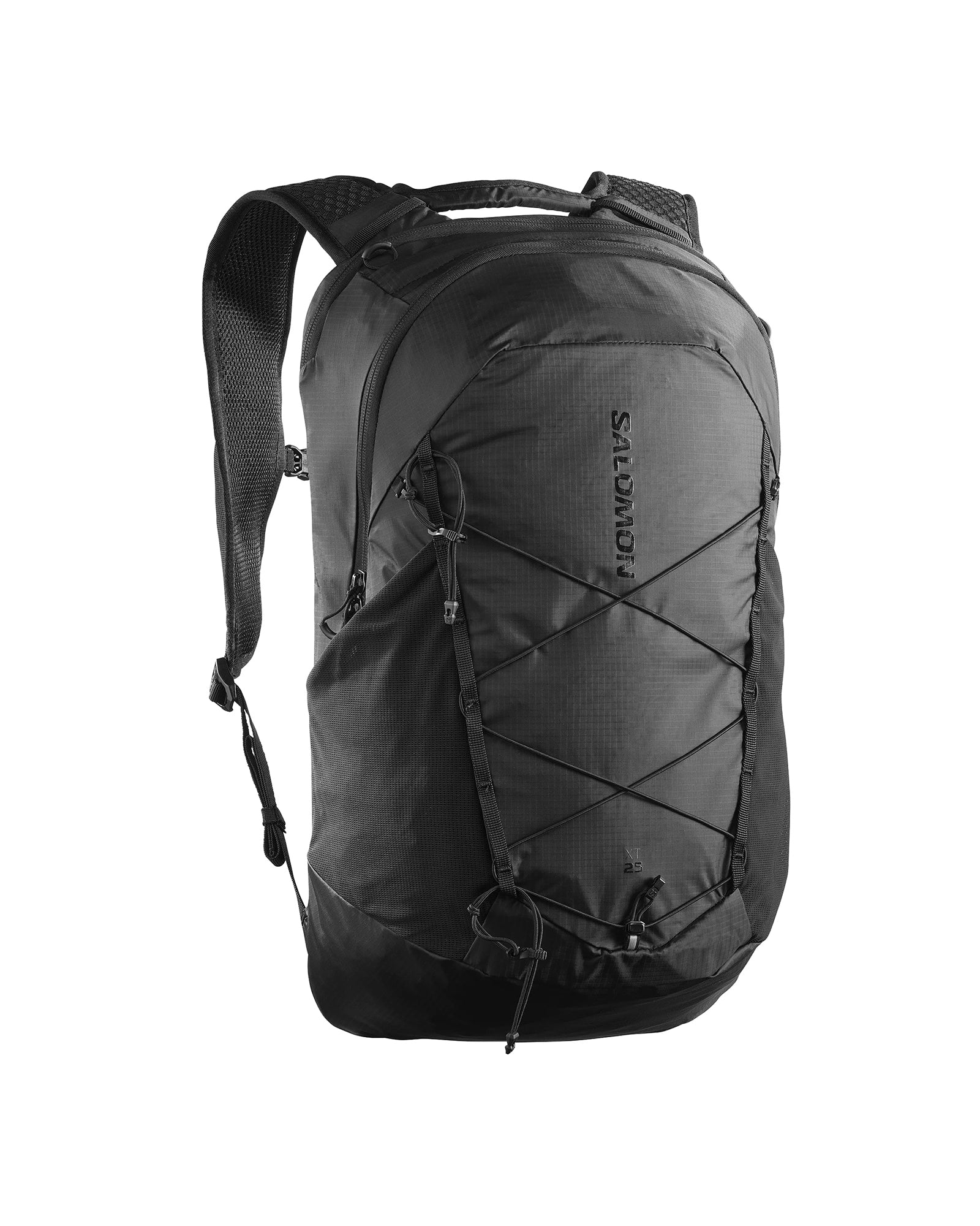 Sac à dos Salomon XT 25 noir avec sangles de compression profil gauche