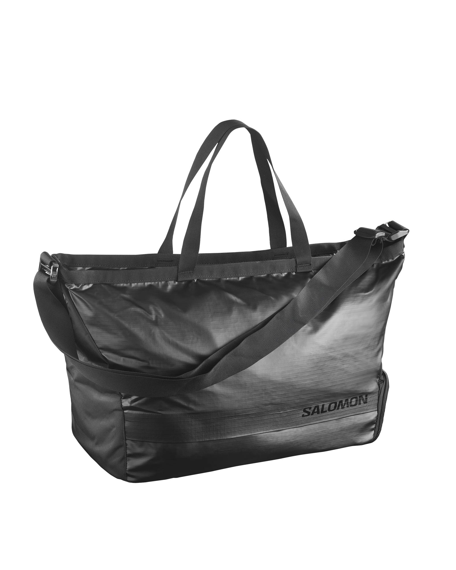 Tote bag Salomon Extended noir logo et bandoulière profil gauche