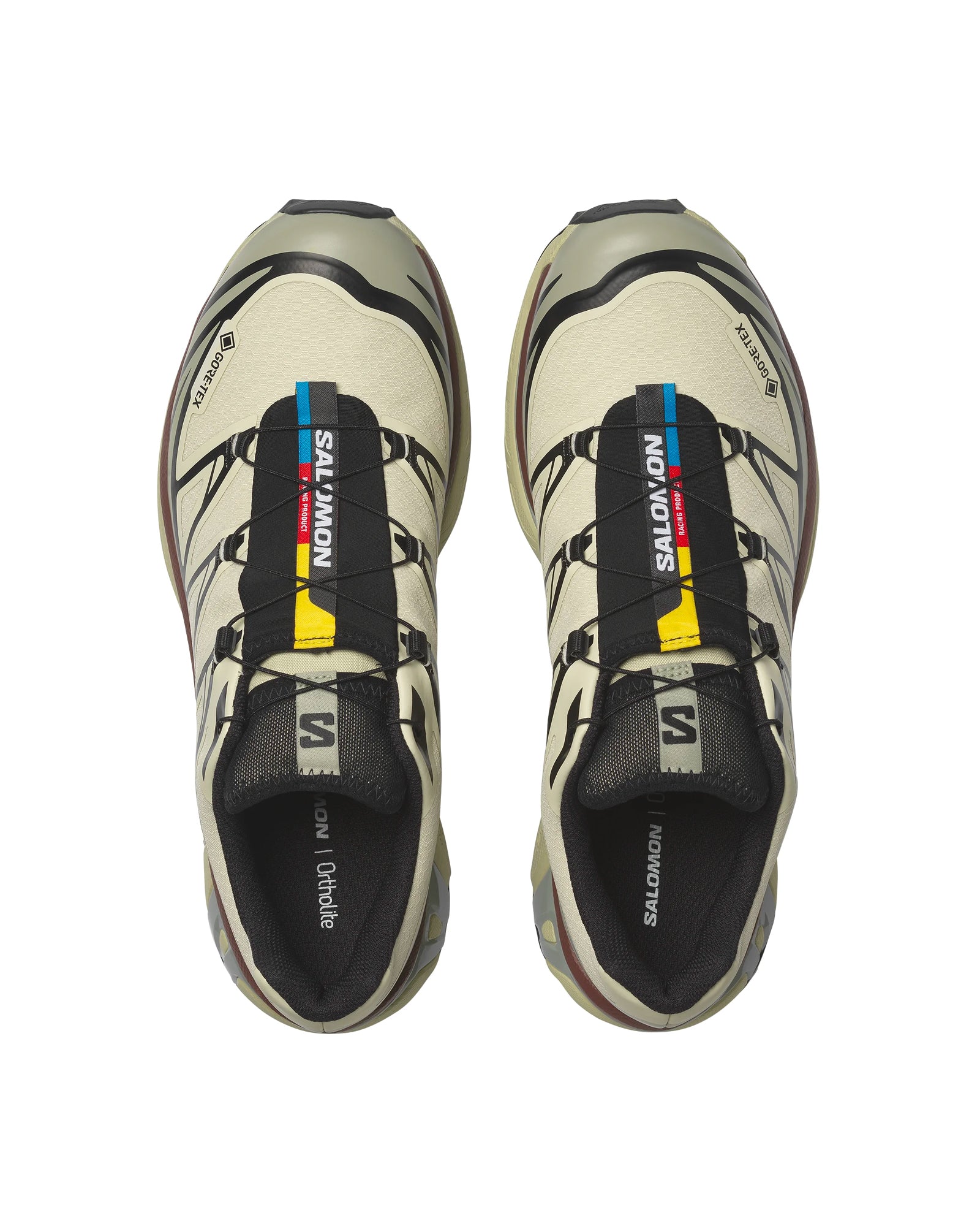 Sneakers Salomon XT6 GTX Asparagus Green Tea beige et kaki vue du dessus