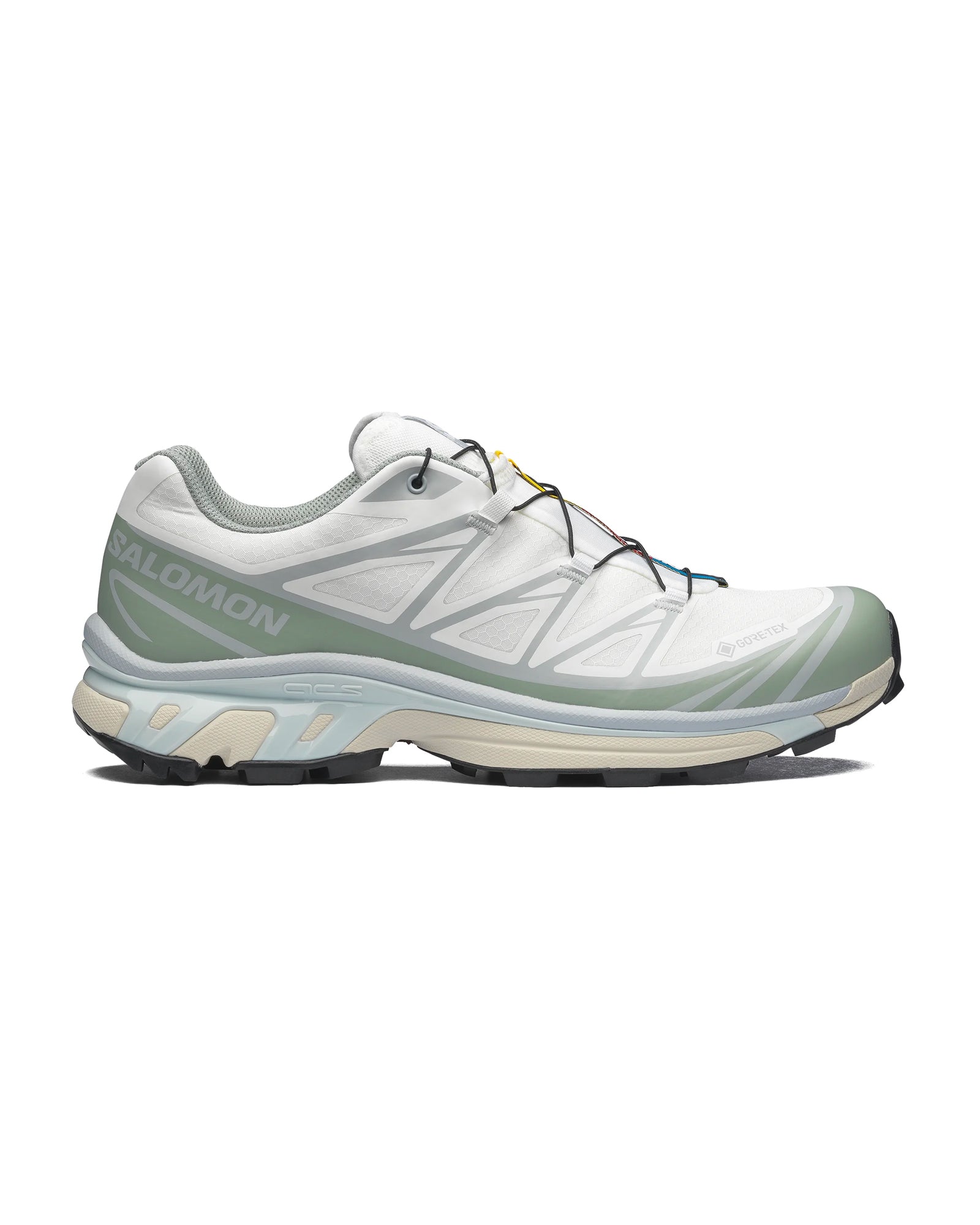 Sneakers Salomon XT6 GTX White Green blanc et vert sauge profil gauche