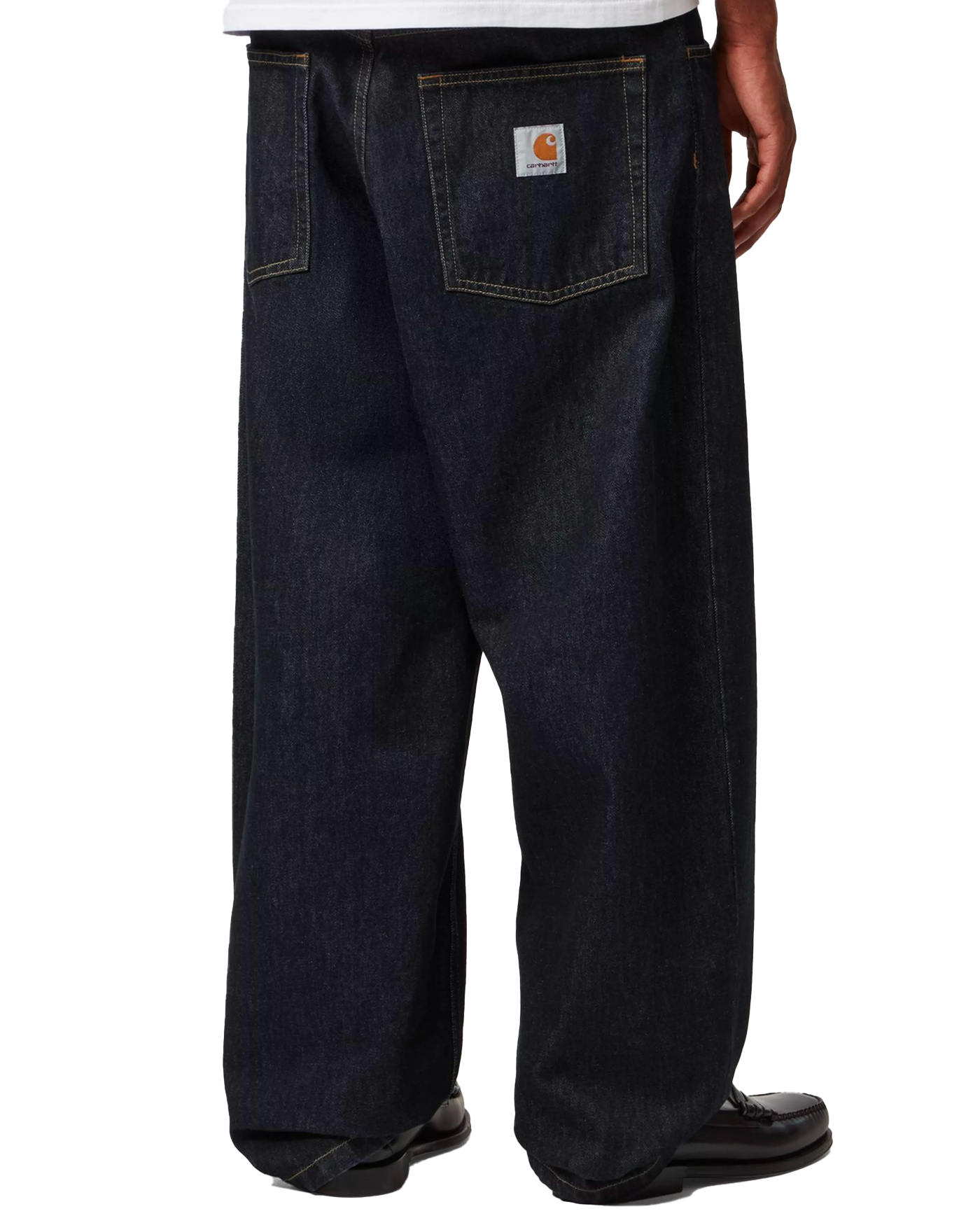 Jeans large Carhartt WIP Brandon Pant bleu rinsed porté homme dos