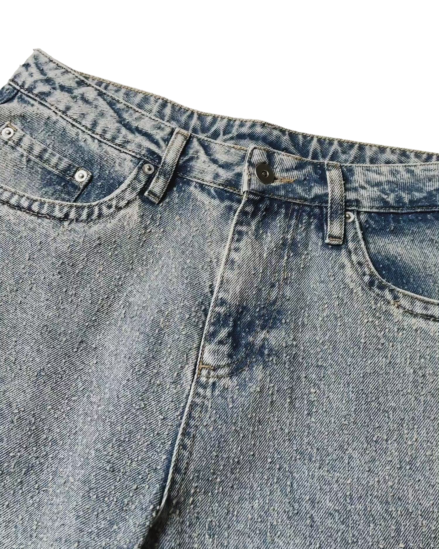 TWISTED WEAVE WIDE LEG JEANS BLEACH WASH