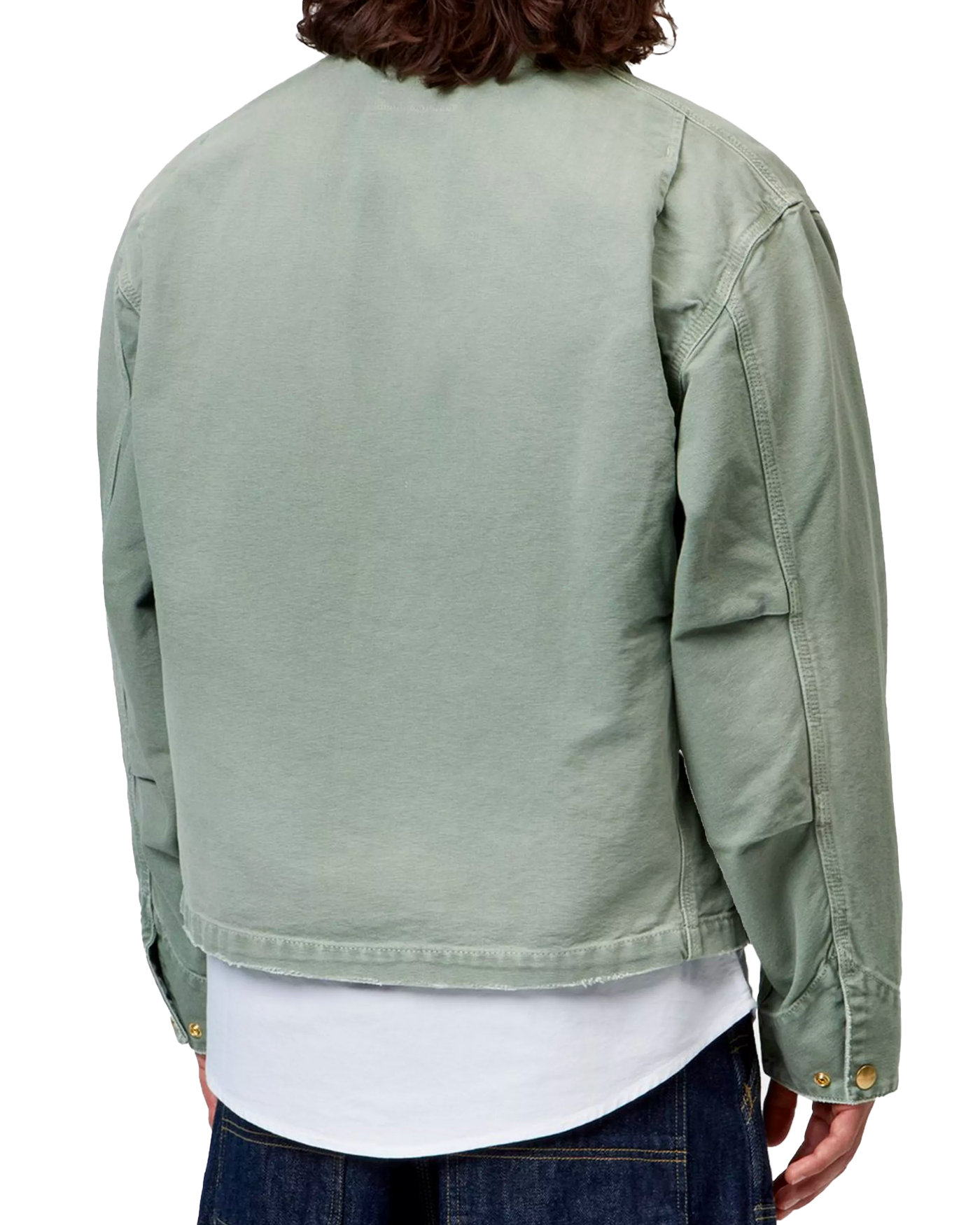 Veste Carhartt WIP Jacket Arcan verte sauge délavée portée dos