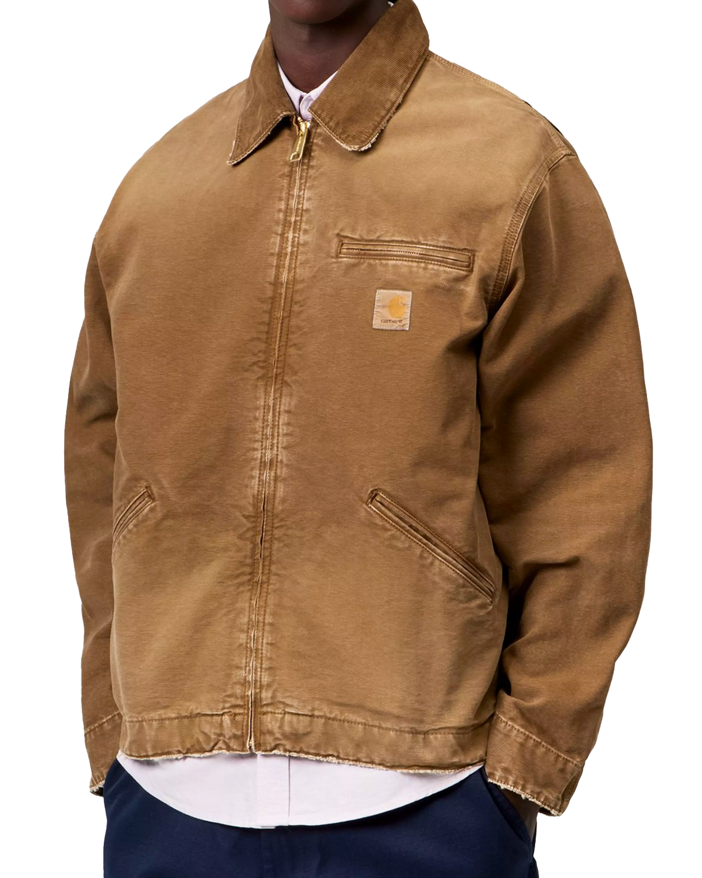 Veste Carhartt WIP OG Detroit Hamilton Brown washed caramel portée face
