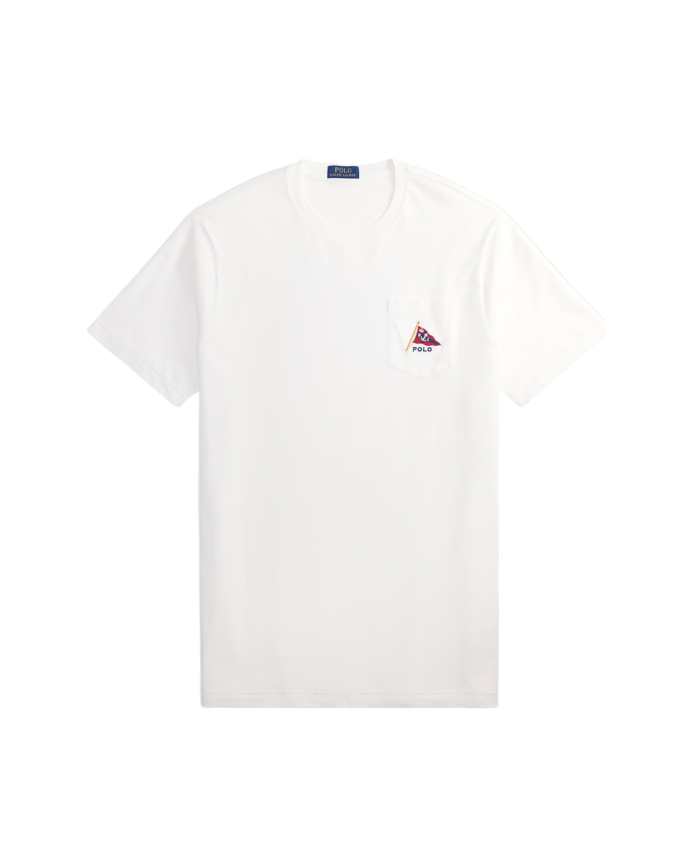T-shirt Ralph Lauren blanc avec poche brodée fanion Polo face