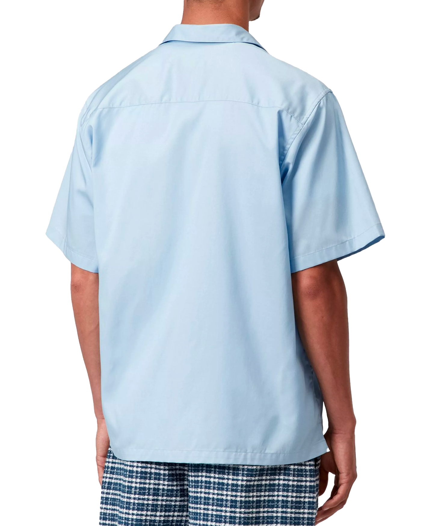 Chemise manches courtes Carhartt WIP Delray bleu ciel portée dos
