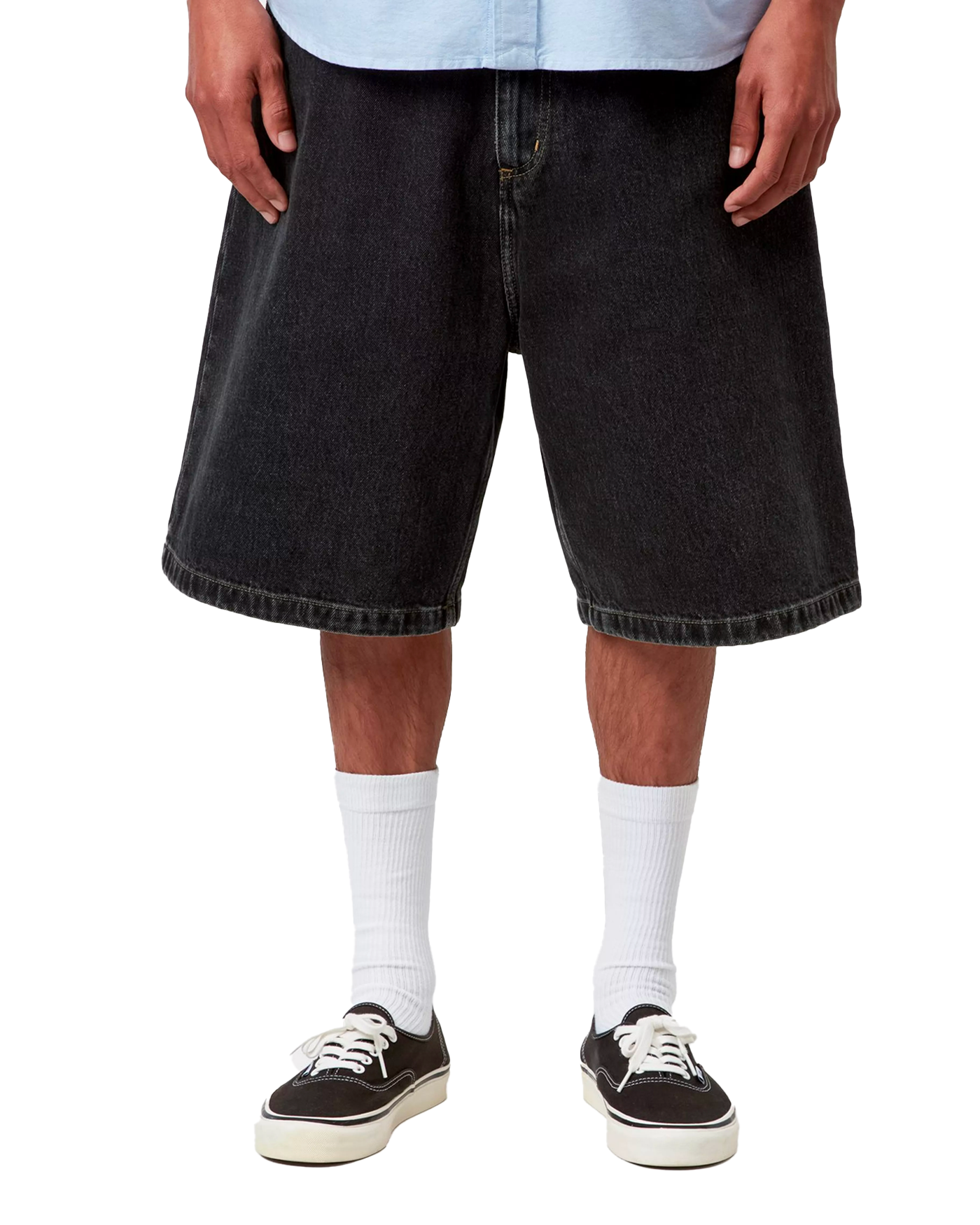 Short denim Carhartt WIP Brandon noir stone washed homme vue face