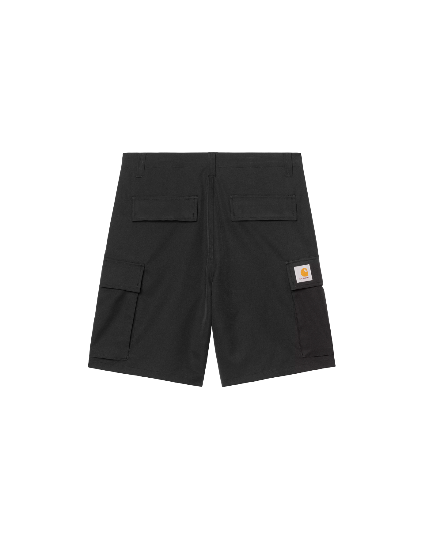 Short cargo Kade Carhartt WIP noir uni poches latérales logo Carhartt dos