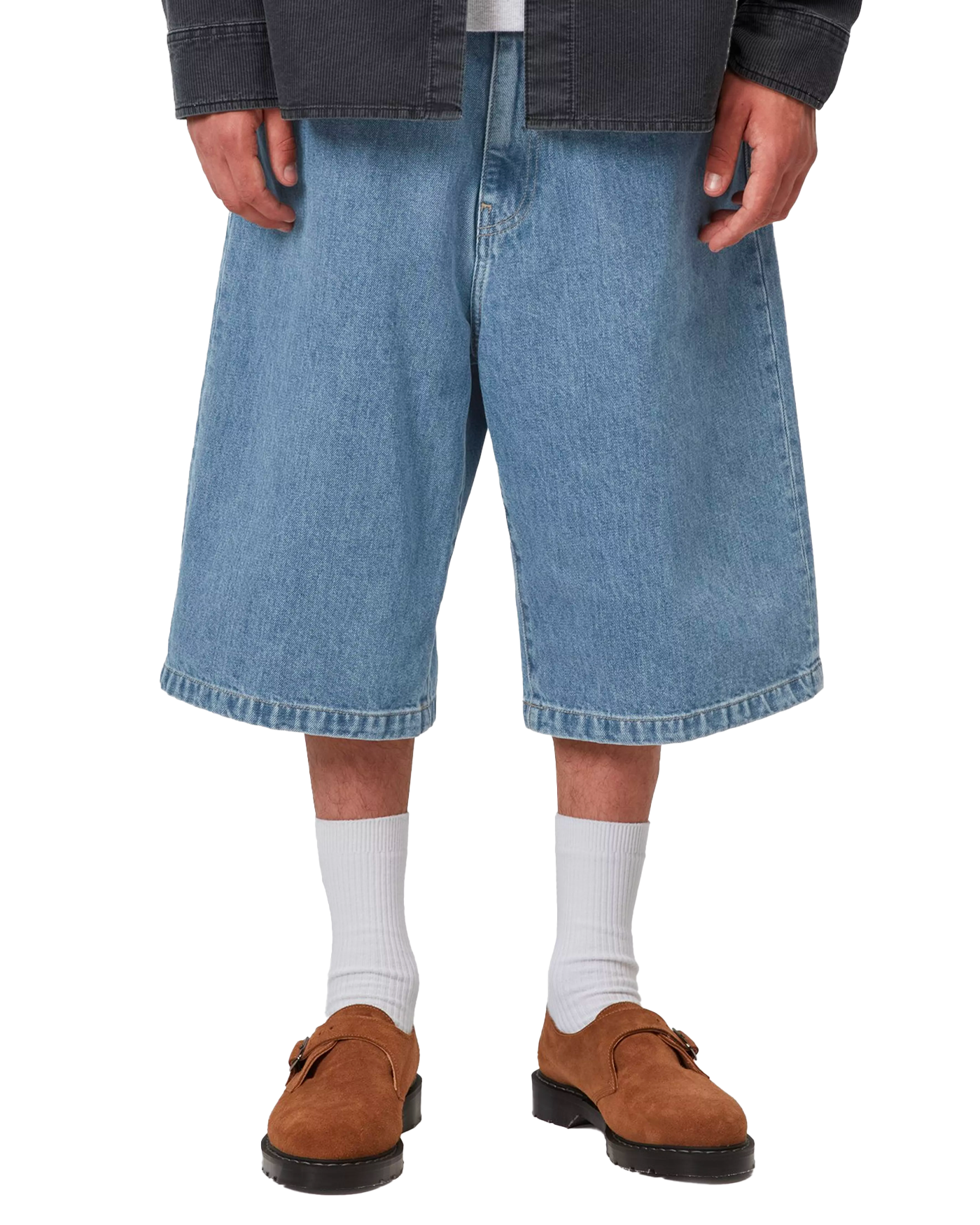 Short denim Carhartt WIP Langdon Blue Stone bleu moyen porté face