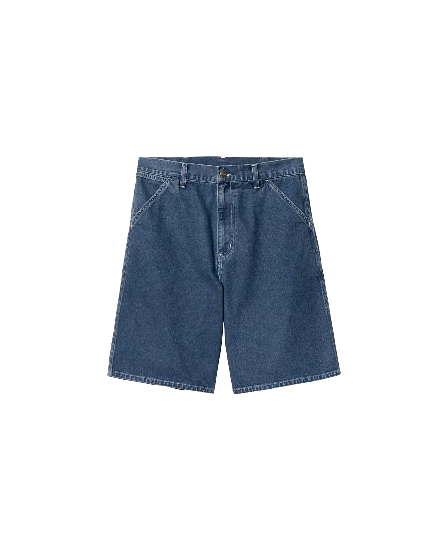 Short denim Carhartt WIP Simple bleu stone washed vue de face à plat