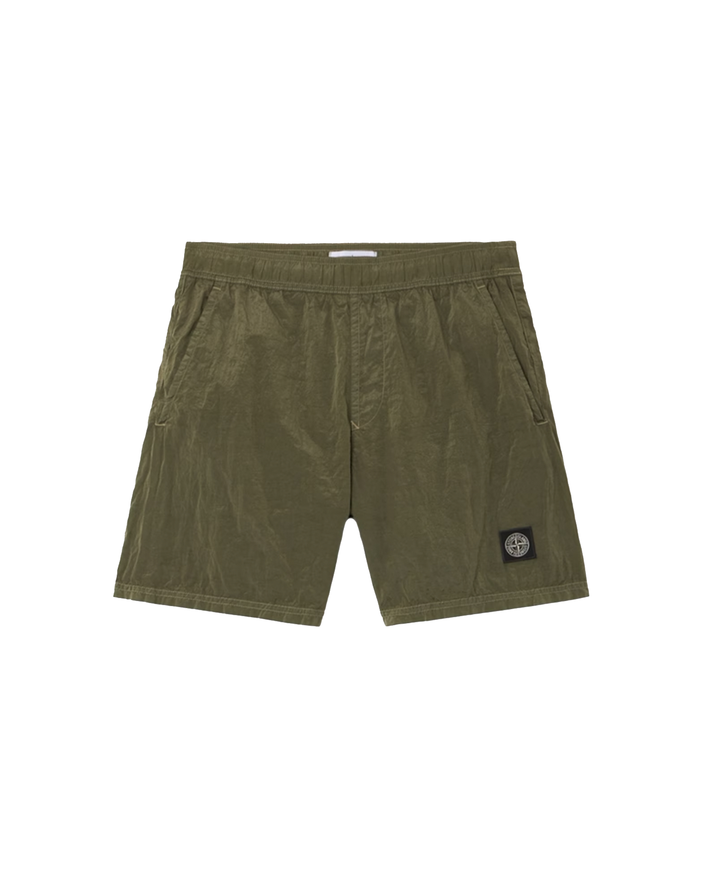 Short Stone Island kaki nylon élastique ceinture patch boussole face