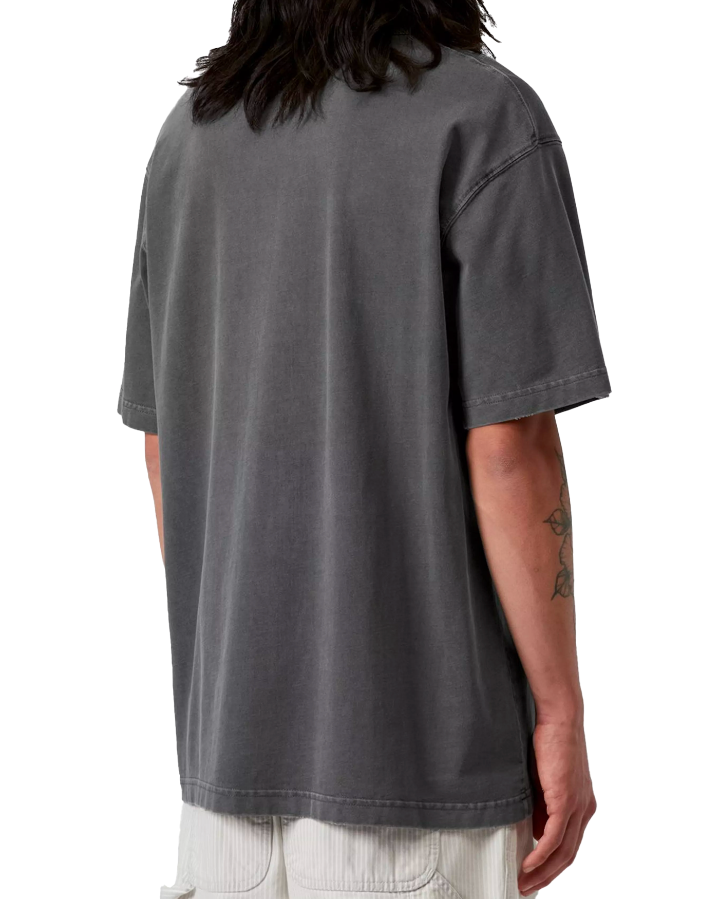 T-shirt Carhartt WIP Torion Pocket gris anthracite porté dos