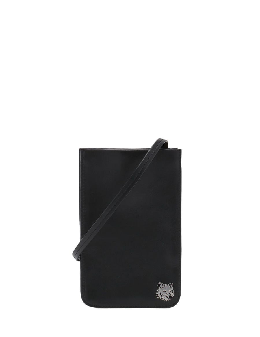 fox-head-neck-pouch-cardholder-black-MM05340LC0043 P199-maison-kitsune