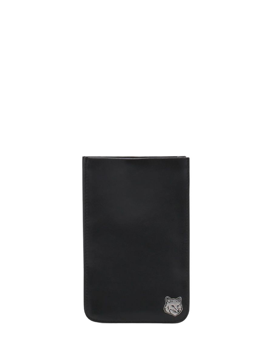 fox-head-neck-pouch-cardholder-black-MM05340LC0043 P199-maison-kitsune