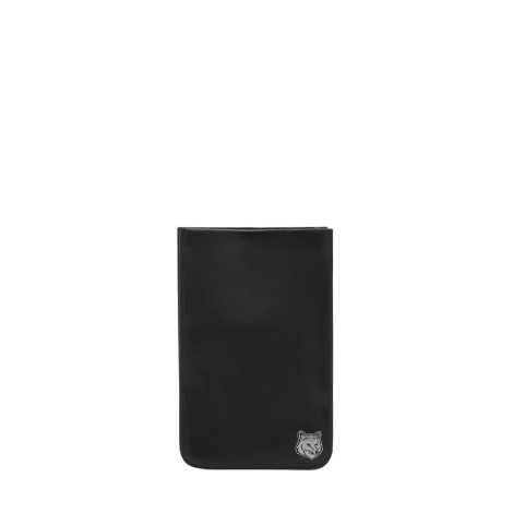 fox-head-neck-pouch-cardholder-black-MM05340LC0043 P199-maison-kitsune