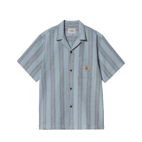 SHIRT S/S DODSON WAFFLE STRIPE MISTY SKY