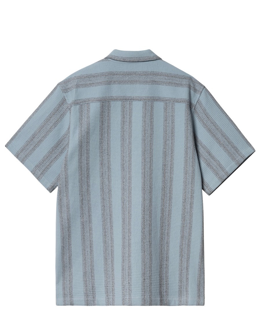 SHIRT S/S DODSON WAFFLE STRIPE MISTY SKY