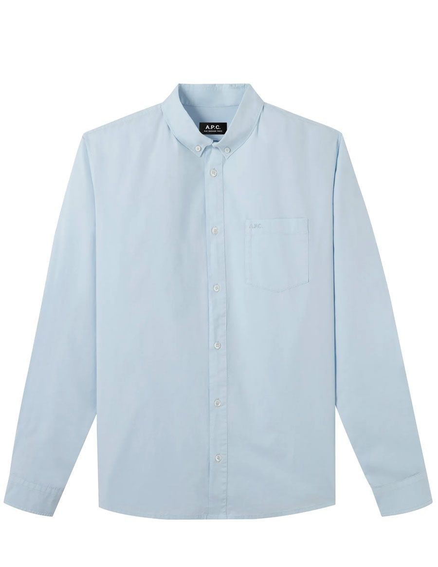 SHIRT EDOUARD BRODEE BLEU PALE