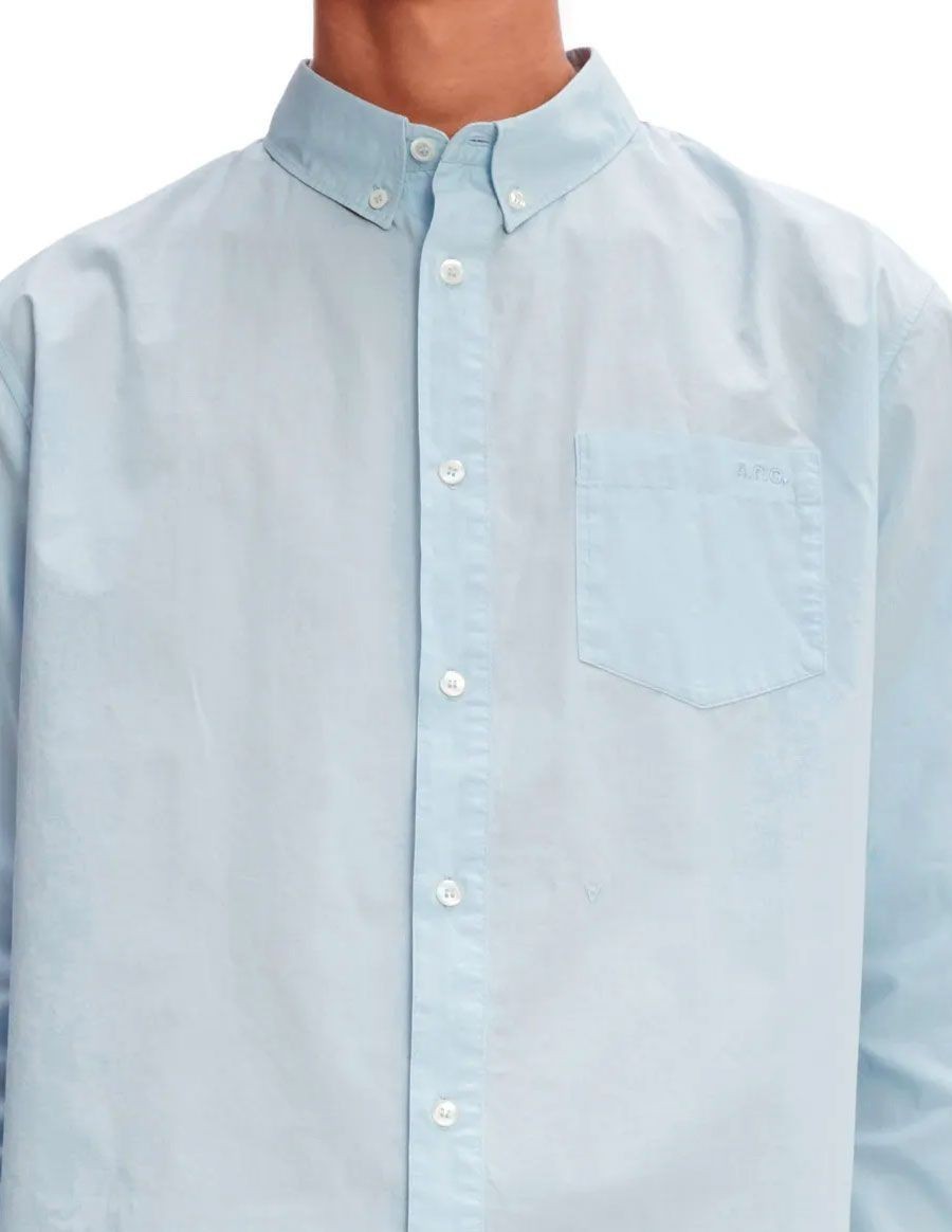 SHIRT EDOUARD BRODEE BLEU PALE