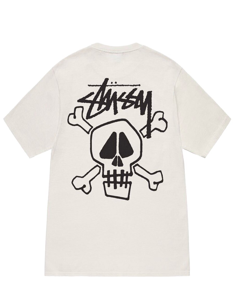 SKULL & BONES PIG. DYED TEE NATURAL