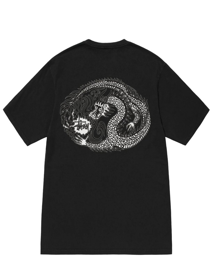 MOSAIC DRAGON PIG. DYED TEE BLACK