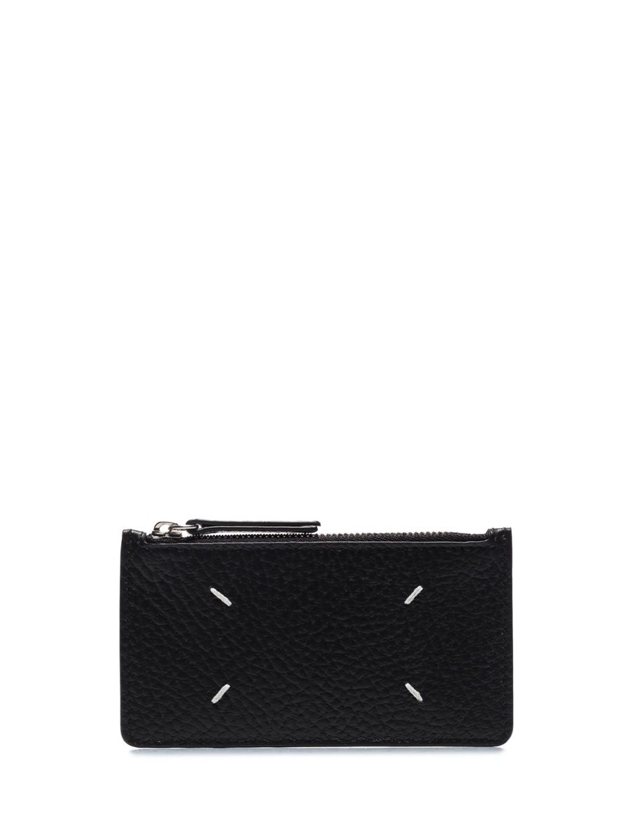 FOUR STITCH CARDHOLDER WALLET BLACK