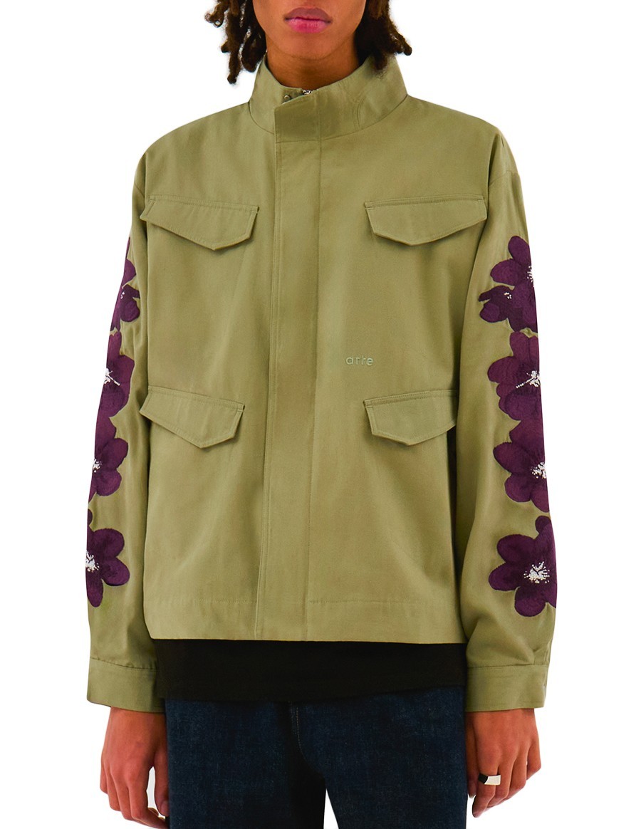 FLOWER EMBROIDERY JACKET GREEN