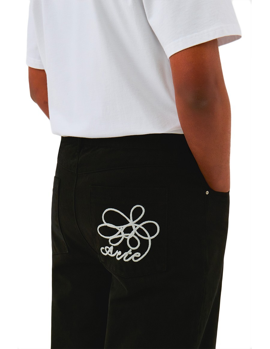 EMBROIDERY POCKET PANTS BLACK