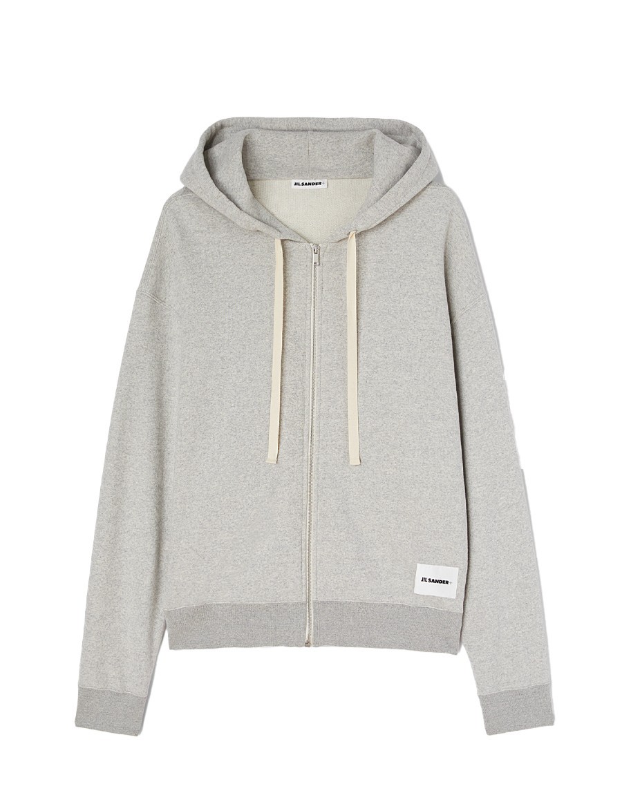 HOODIE ZIPPED SUSTAINABLE COTTON POWDER GREEN