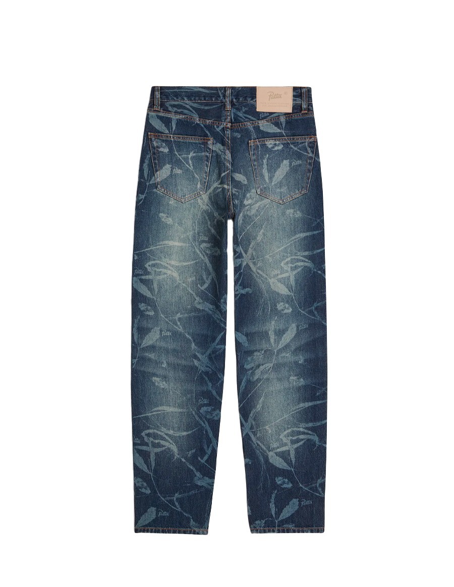 PATTA LEAVES LASER PRINTED DENIM JEANS