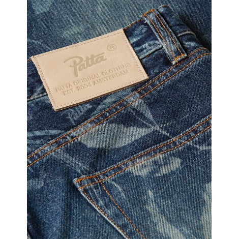 PATTA LEAVES LASER PRINTED DENIM JEANS