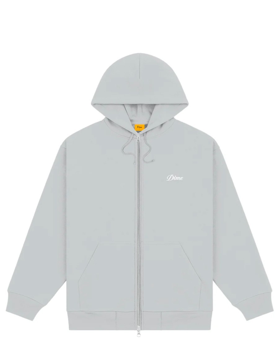 HOODIE ZIP CURSIVE STONE SILVER