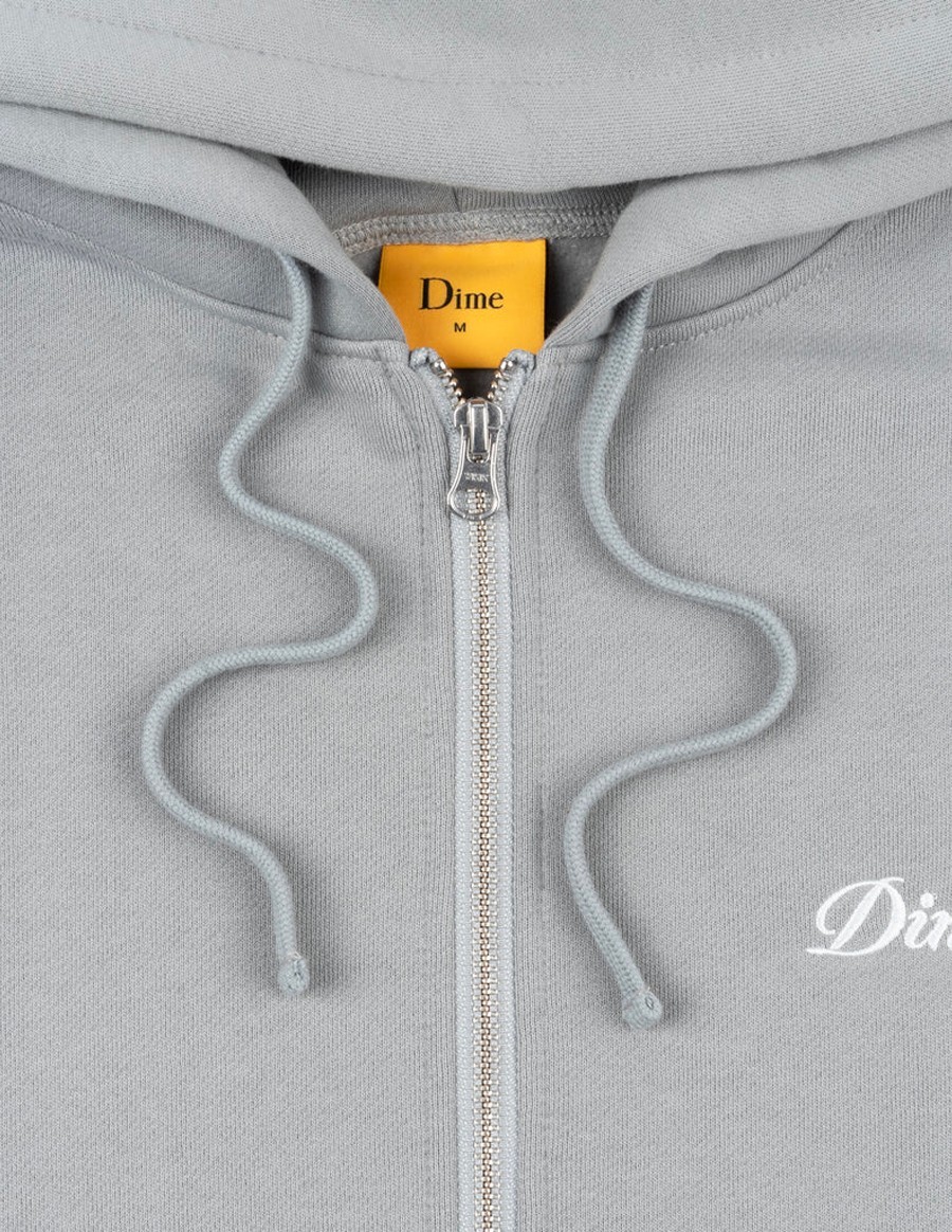 HOODIE ZIP CURSIVE STONE SILVER