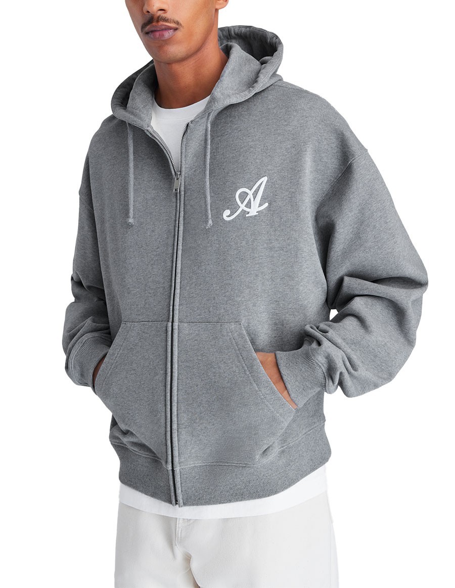 HOODIE MAINE ZIP UP GREY MELANGE