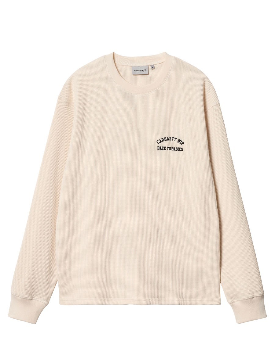 TSHIRT L/S BASICS SCRIPT WAFFLE NATURAL