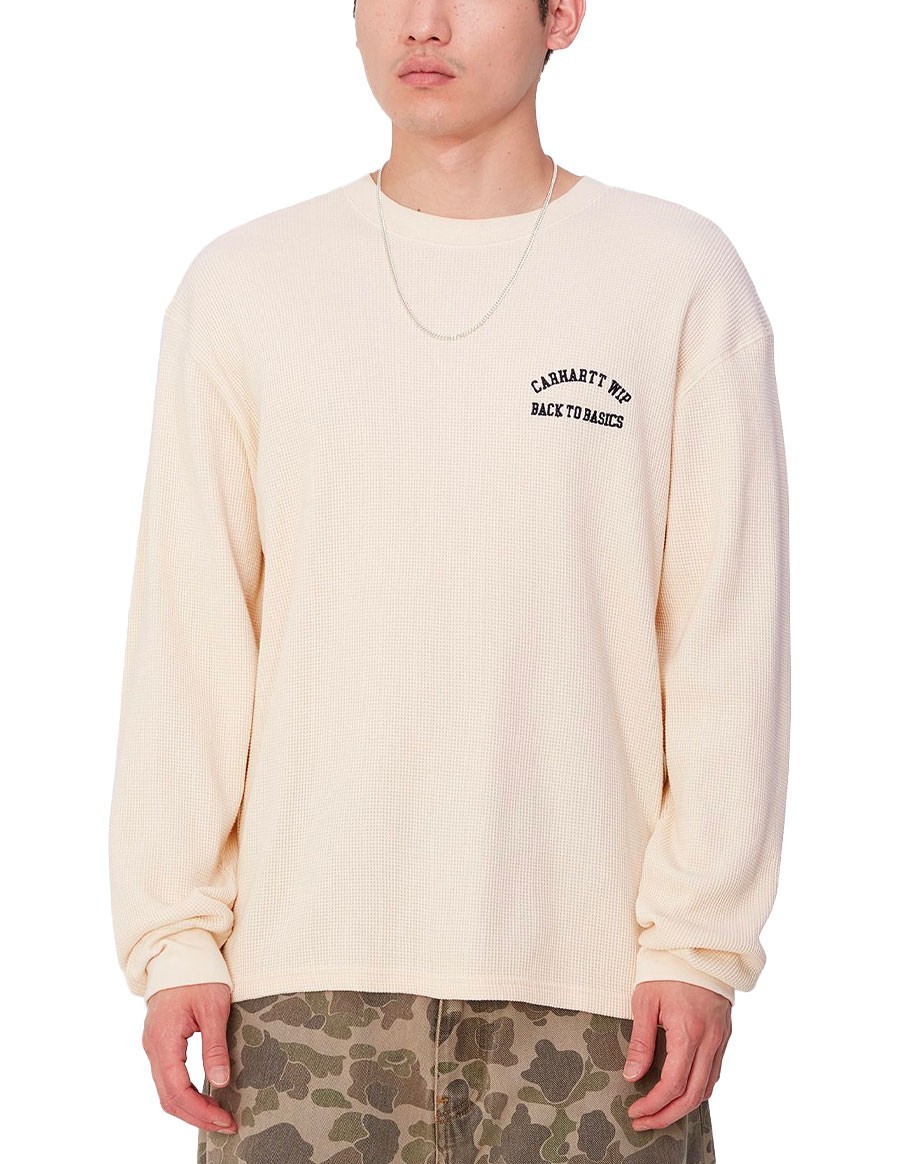 TSHIRT L/S BASICS SCRIPT WAFFLE NATURAL