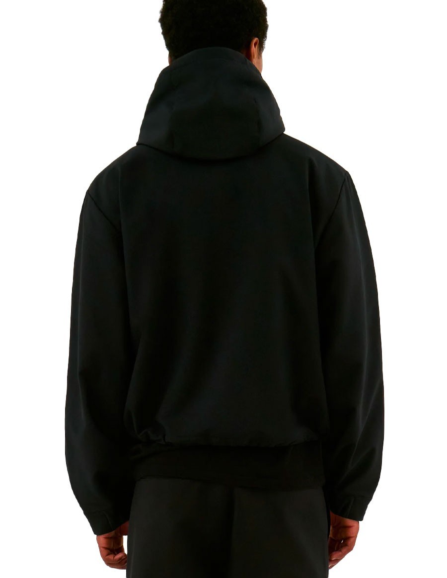 3D POCKETS HOODED PES JACKET BLACK