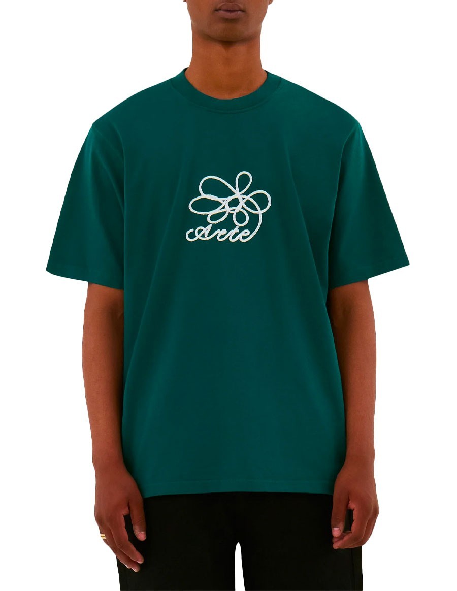 FLOWER EMBROIDERY T-SHIRT GREEN