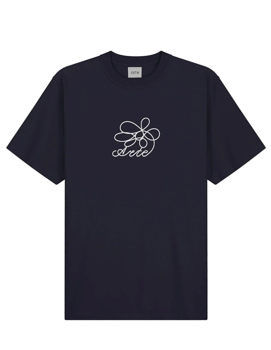 FLOWER EMBROIDERY T-SHIRT NAVY