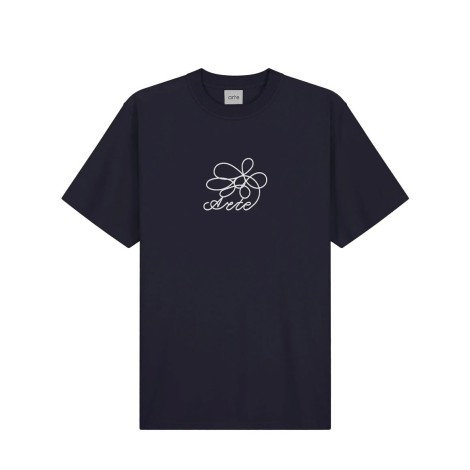 FLOWER EMBROIDERY T-SHIRT NAVY