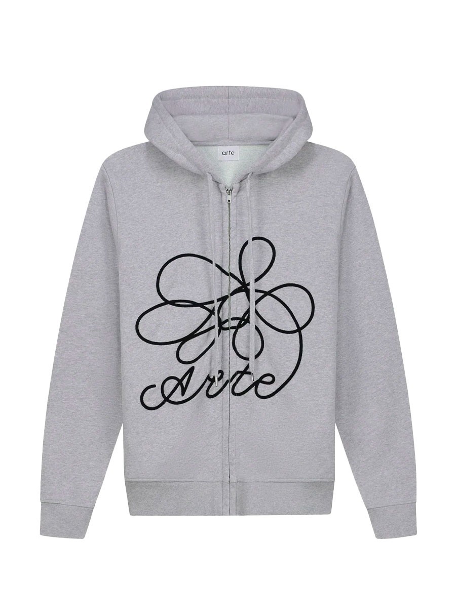 FLOWER LOGO ZIP HOODIE GREY