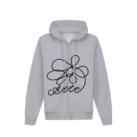 FLOWER LOGO ZIP HOODIE GREY