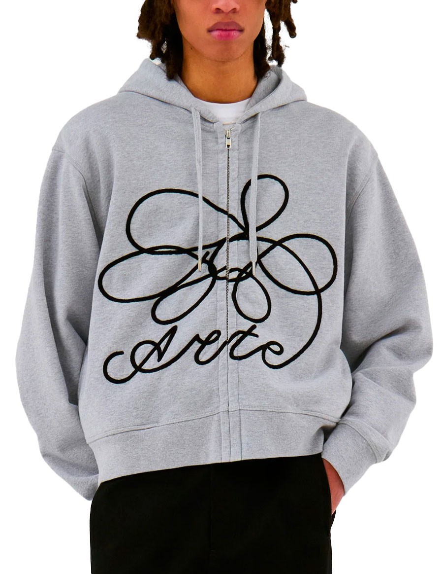 FLOWER LOGO ZIP HOODIE GREY