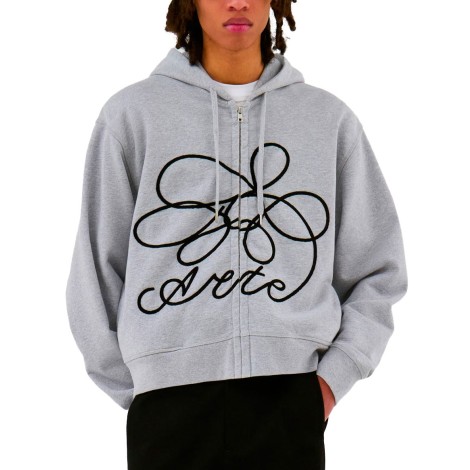 FLOWER LOGO ZIP HOODIE GREY