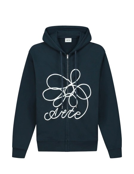 FLOWER LOGO ZIP HOODIE NAVY